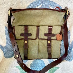 Bally Canvas and Leather Shoulder Bag